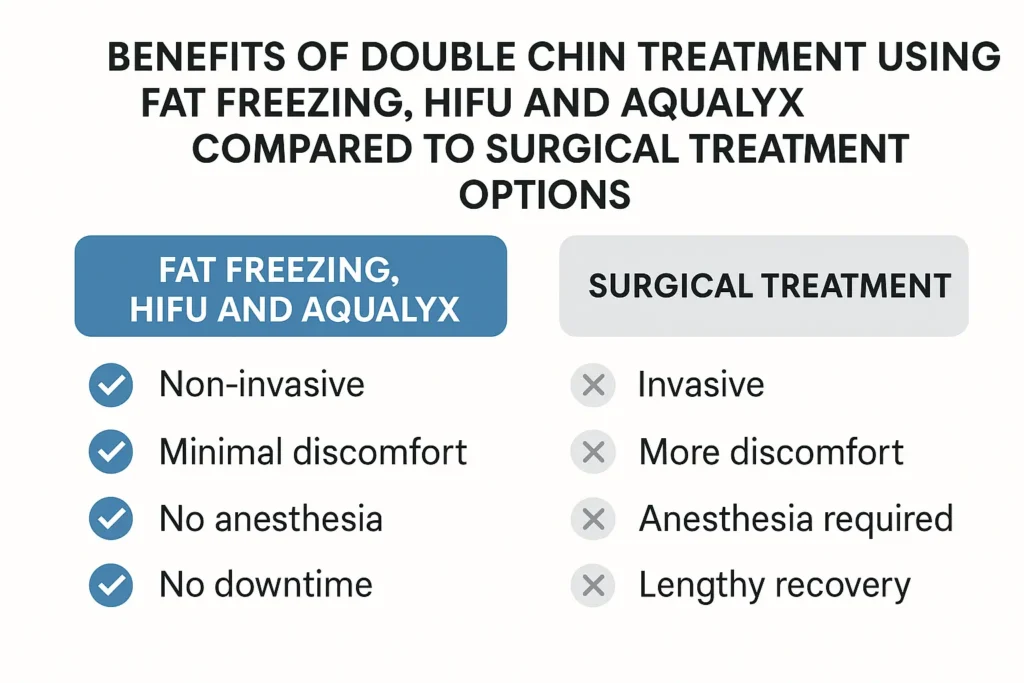 Graphic about the benefits of double chin treatment Dorchester - from LA LIPO