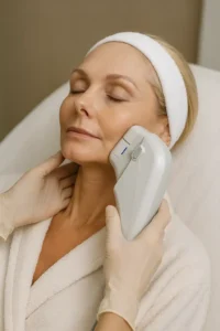 Woman receiving HIFU non surgical facelift treatment Dorchester