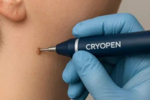 Person receiving skin tag removal Dorchester